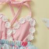 2 st Spädbarn Baby Flicka Rygglös Flamingo Romper Rem Jumpsuit Klänning +Hårband