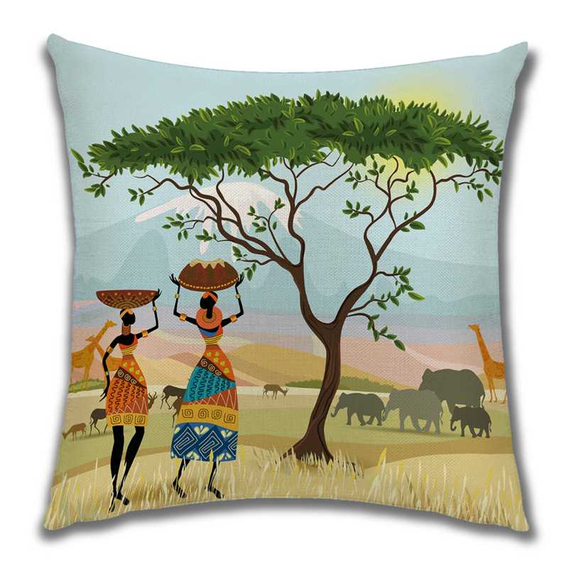 Abstract Painting Africa Cus on Cover African Woman Home Decor Pillow Case Gallery Exotic Ethnic Stye Linen Cus on Cover