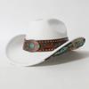 Wide Brim Western Cowboy Hat Turquoise Decor Western Cowgirl Hat  Stage Performance