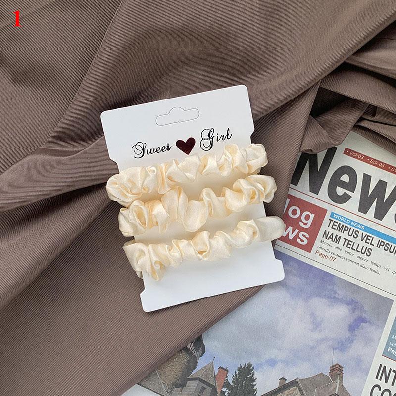 3 Stück/Set Satin Scrunchies Einfarbig Haarseil Koreanischer Pferdeschwanzhalter Haargummis Kopfschmuck Weiches Elastisches Haarband Haaraccessoires