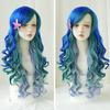 2025 European Fashion Long Wavy Curly Wig For Women Bule