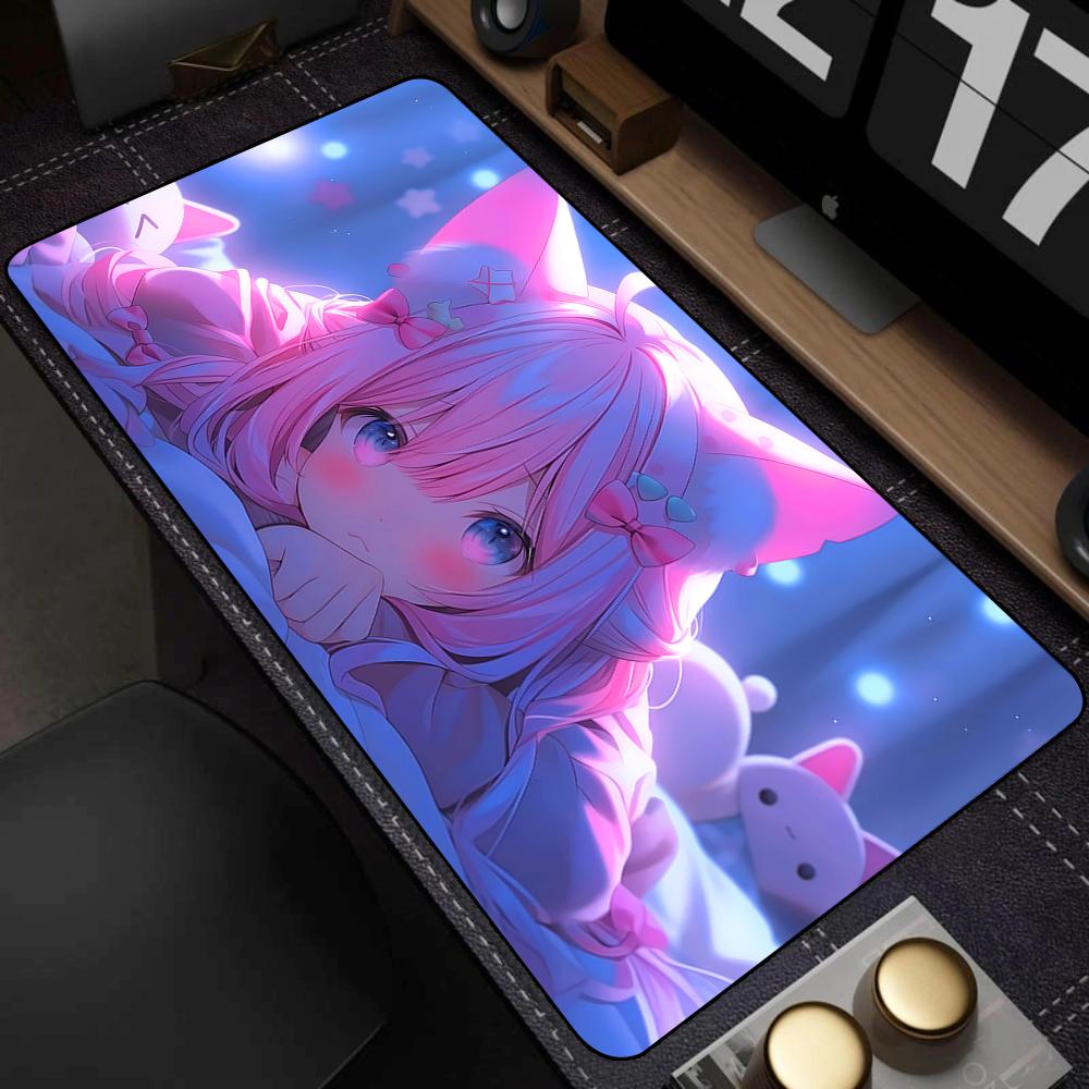 Cute Pretty Anime Girl Large Mouse Pad 400x900mm Xxl Gamer Mouse Mat Office Table Mat Kawaii Cartoon Desk Pad Gaming Accessories