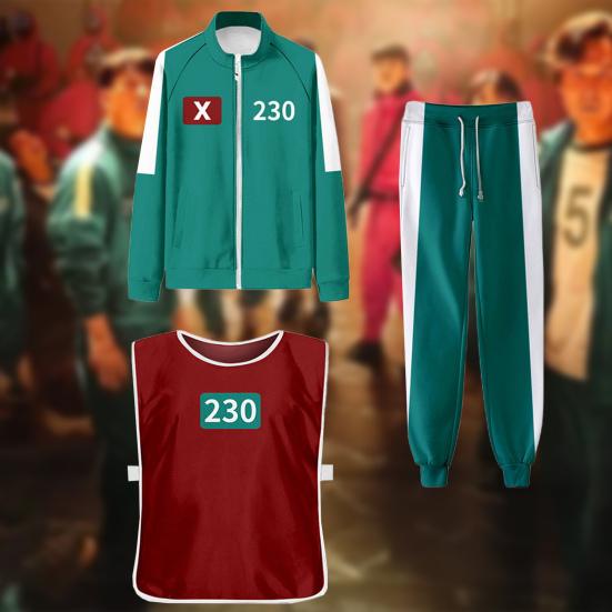 3 stk/sett Koreansk spill Cosplay-kostyme Genser Jakke Bukser Vestsett Squid Series Antrekk Fritidsdrakt for Kvinner Menn