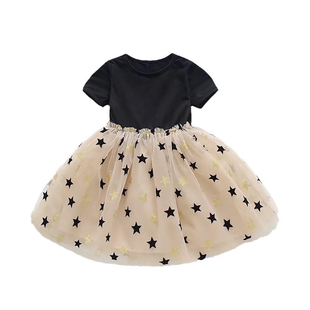 

Платье из тюля с короткими рукавами и звездой Идеально для повседневной носки и торжественных случаев Размеры для девочек, Черный, Повседневный, Носить, Школа, Детский сад, Концерты, чёрный