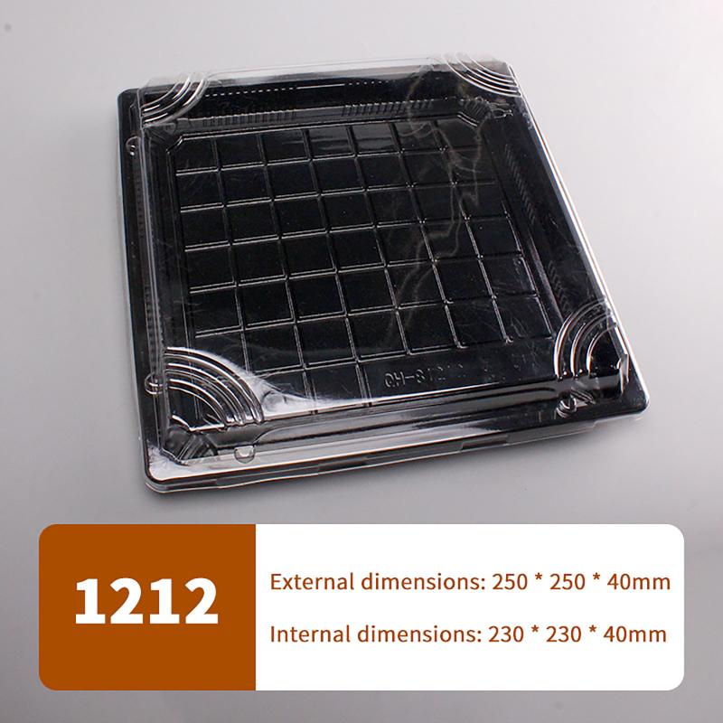 10 Pcs Disposable Sushi Box Home Takeaway Beef Lamb Sliced Salmon Covered Packaging Box Square Sushi Plate Meal Box Containers
