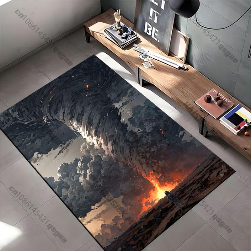 Destruction Chaos Flames and Storm Carpet Yoga Living Room Room Decor Children's Crawling Mat Doormat Area Rug Games Mat