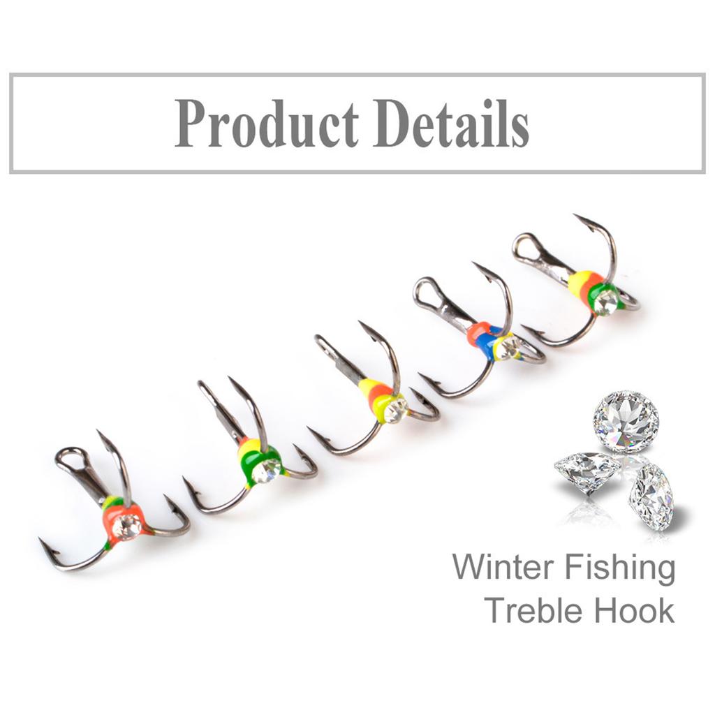 5 Stück Größe 6/8/10/12 Winter Eisangelhaken Meeresangeln Drei Haken Haken aus Kohlenstoffstahl Drilling Angelzubehör
