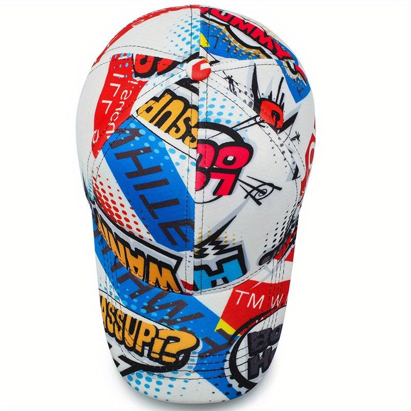 Cartoon Print Fashion Graffiti Hip-hop Baseball Cap for Young Men and Women, Street Trend Curved Brim Hat