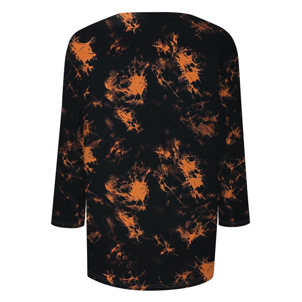 Women's Fashion Casual Three-Quarter Sleeve Halloween Print Neck Top