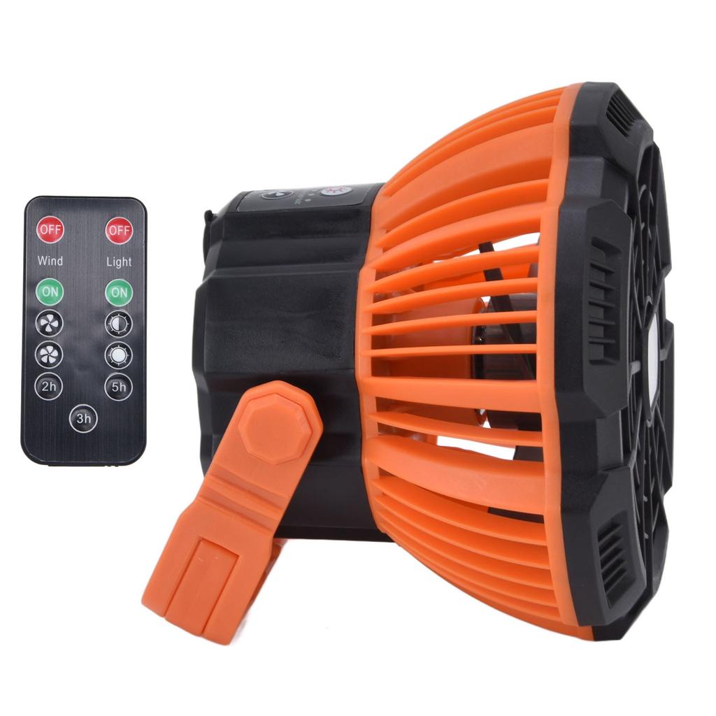 Campingventilator mit Licht Leise USB-Aufladung 180 Grad Drehung Tragbares Hakendesign 5 LED-Ventilator für Zelt