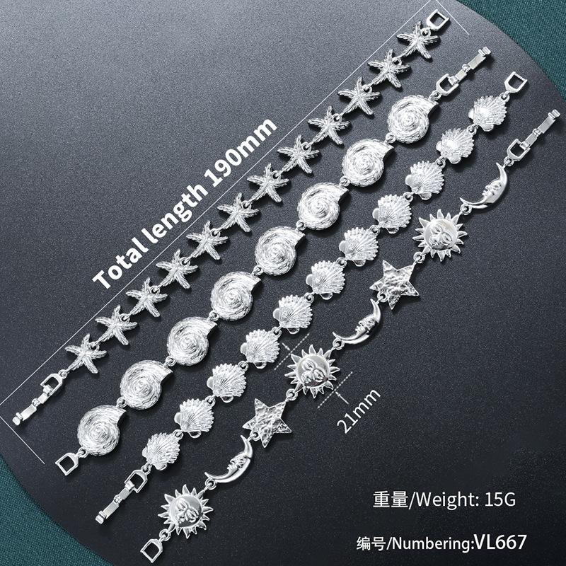 Vintage Starfish Seahorse Shell Splicing Bracelet Personalized Bohemian Wind Sun Moon Star Jewelry Vl667