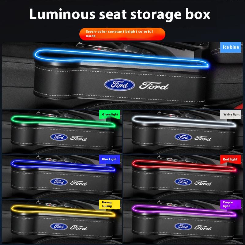 qmzhr10 For Ford Mondeo Focus Explorer Escape Kuga Everest Bronco F-150 Ranger Transit Car Seat Gap Light Storage Box