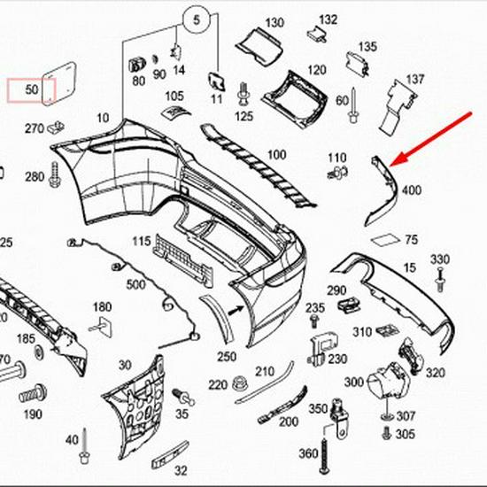 Mercedes-Benz R-Class W251 Rear Bumper Reflector 2518200174/2518200274