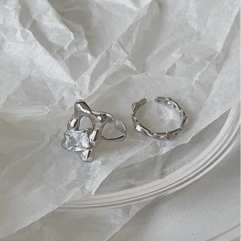 Trendy Minimalist Zircon Stone Ring For Women Fashionable Copper Design Adjustable Fit