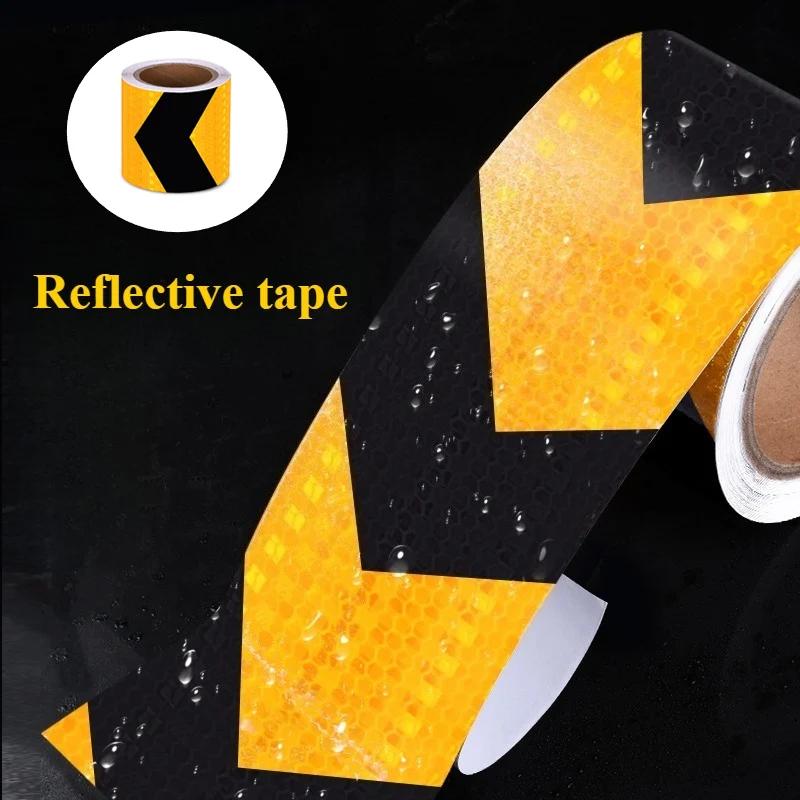 10cm Black Yellow Reflective Tape Road Marking Sticker Safety Warning Mark Self Adhesive Tape Car Sticker Arrow Reflective Tape