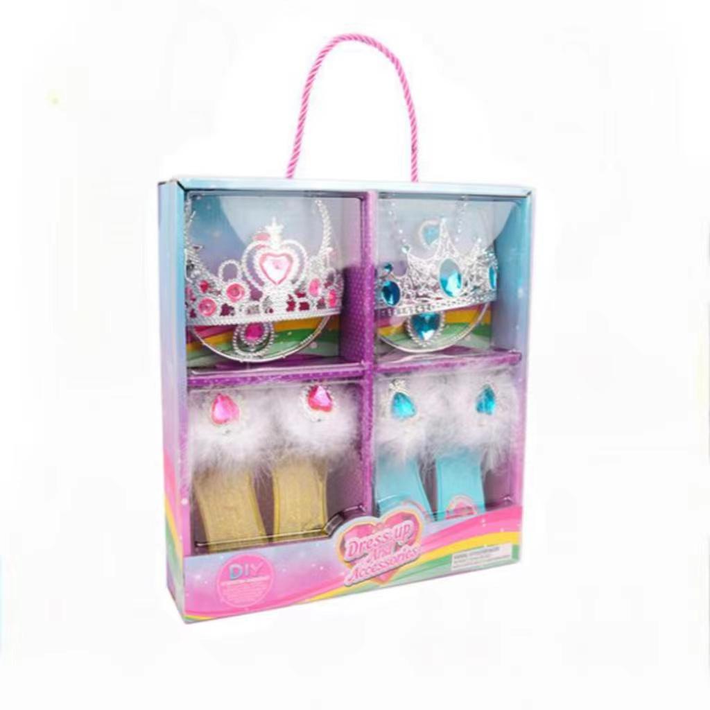 Dress Up Toy Girl Glass Slipper Necklace Earrings Toy Jewelry Set