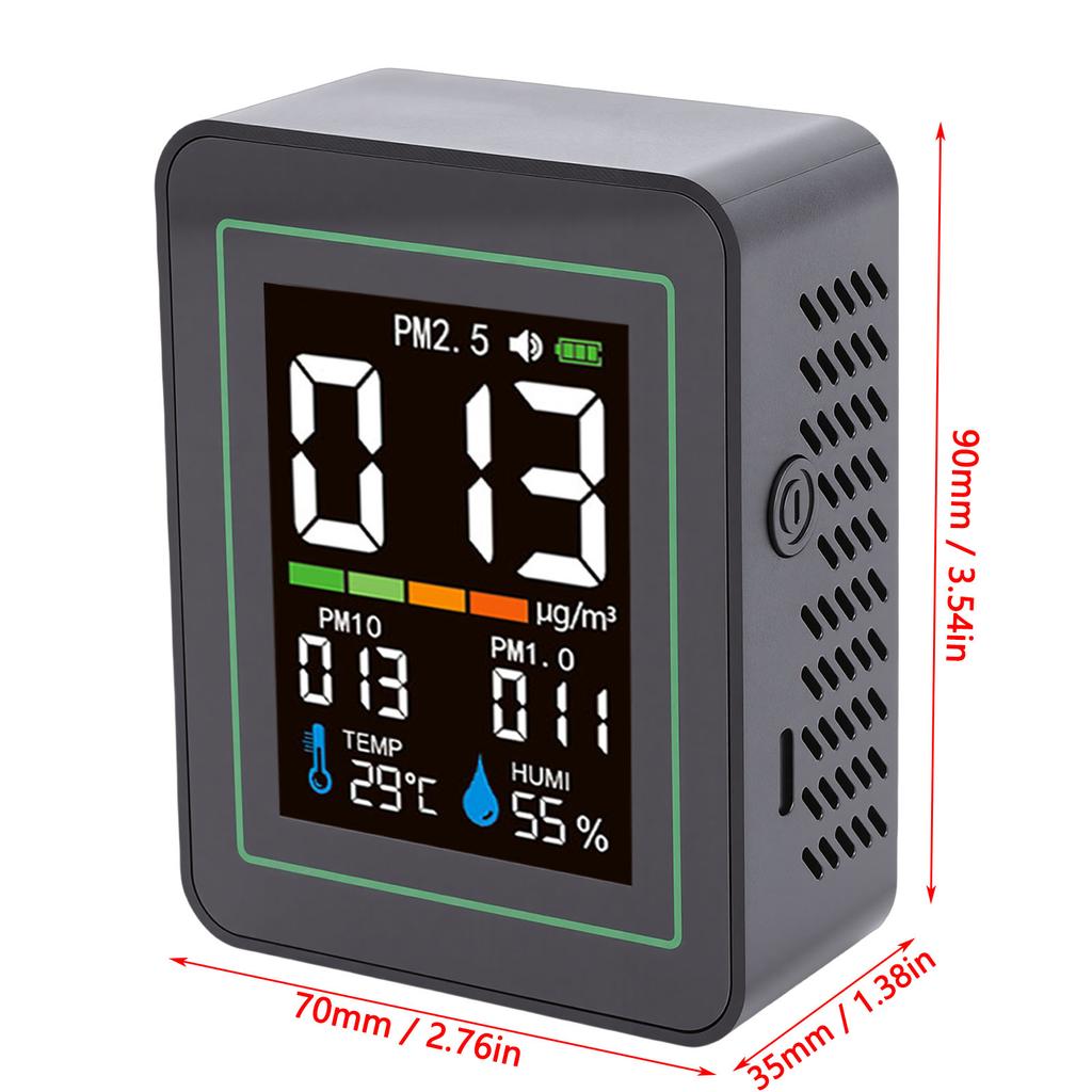 5 in 1 Air Quality Detector Real Time Monitoring PM2.5 PM10 PM1.0 Temperature Humidity Tester for Home Industrial Laboratory