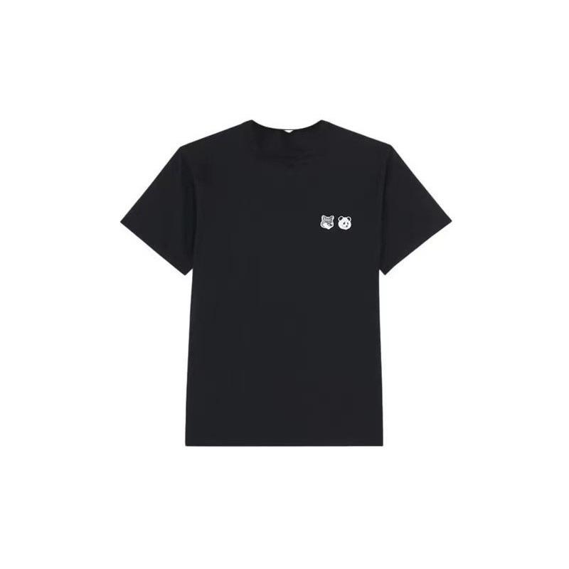 MK Little Fox Embroidered Classic Unisex T-shirt - Women s Spring/Summer Short Sleeve S чёрный