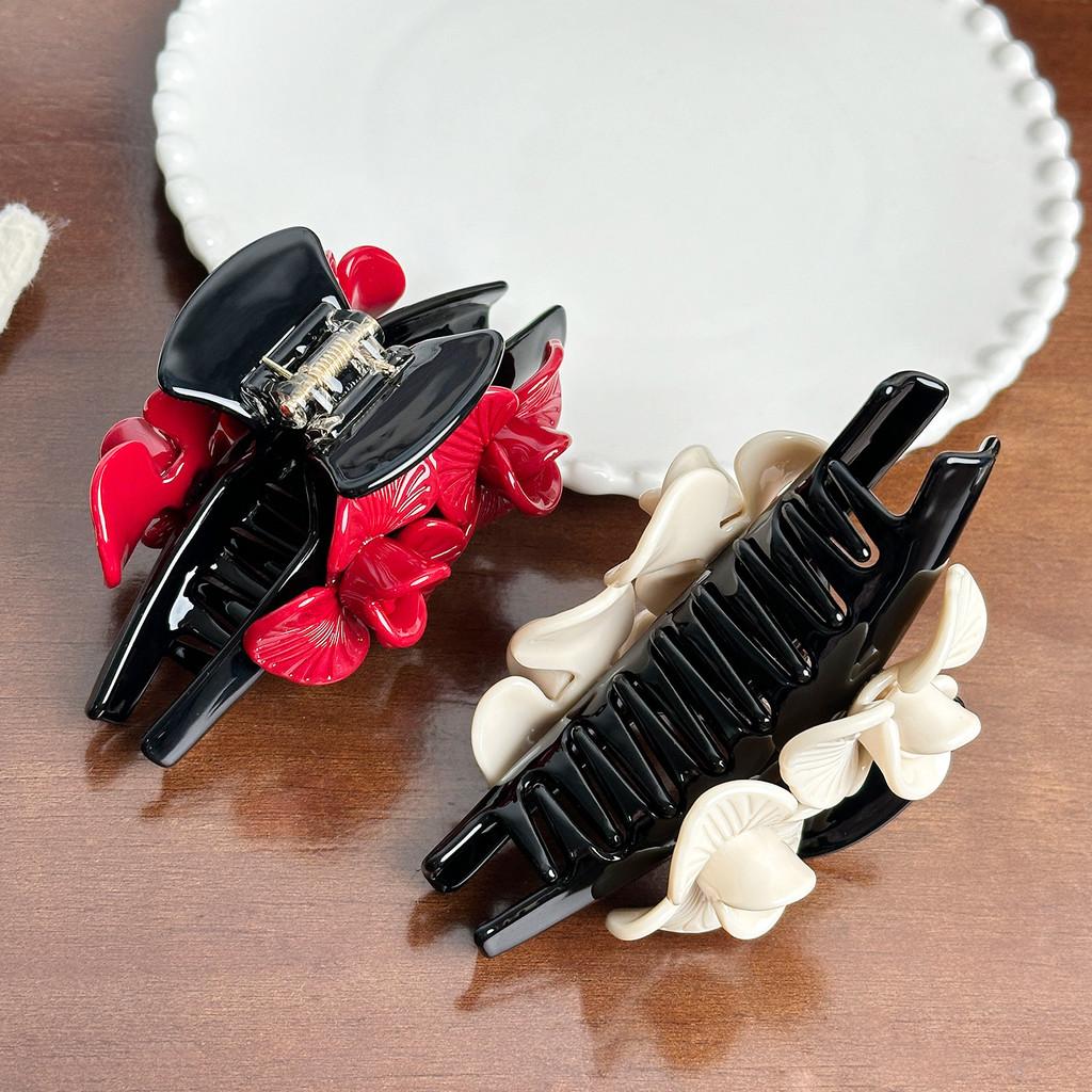 Large Beautifully Designed Floral Hair Claw Clip In Trendy Acetate For Fashionforward Women