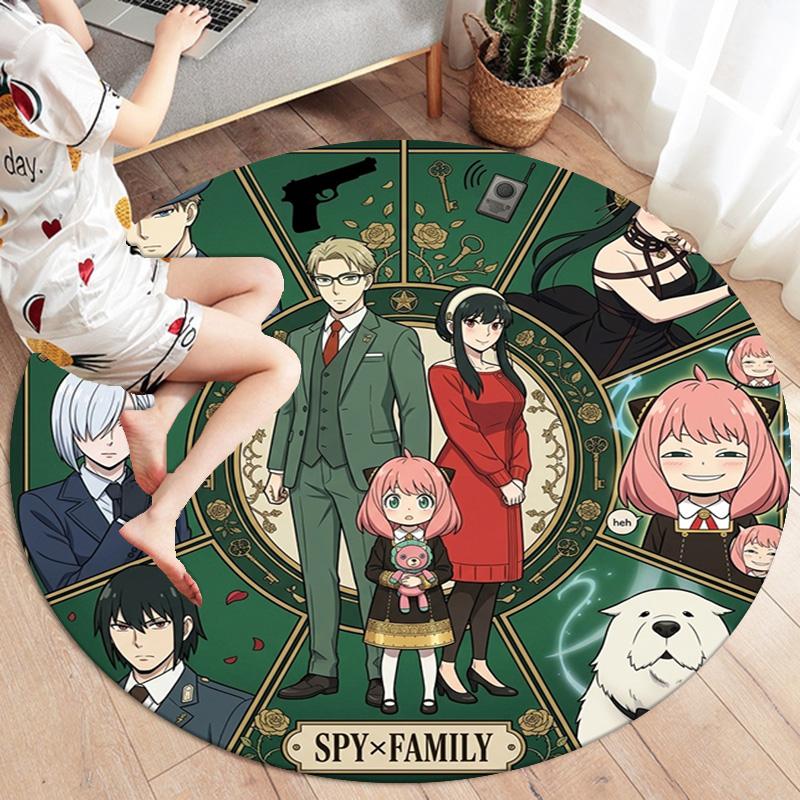 Spy Family Round Area Rug Carpet Rug For Living Room Bedroom Sofa Playroom Decor Nonslip Floor Mat