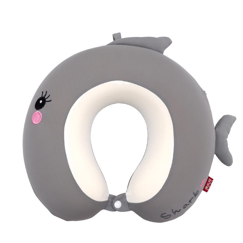 Almohada cervical en forma de U de espuma viscoelástica con diseño de animales de dibujos animados para viajes, hogar u oficina.