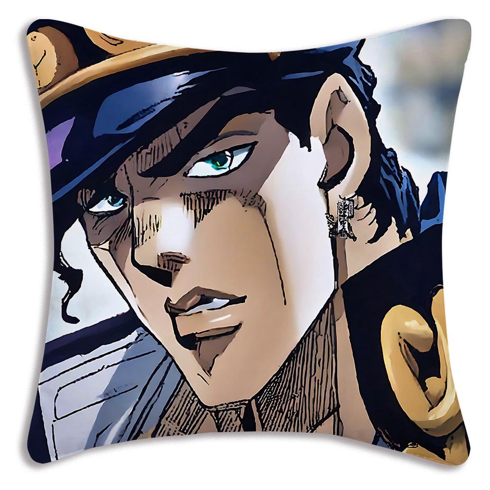 Cute JoJos Bizarre A-Adventure Pillow Covers Cartoon Sofa Decorative Home Double-sided Printing Short Plush Cute Cushion Cover
