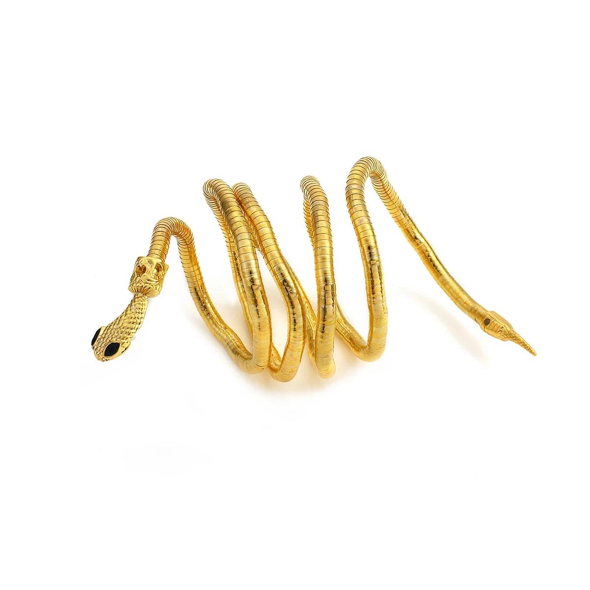 

2025 Новое Панк Многослойное Металлическое Золотое Черное Ожерелье-Браслет в виде Крутой Гибкой Змеи для Женщин и Мужчин, Массивная Бижутерия