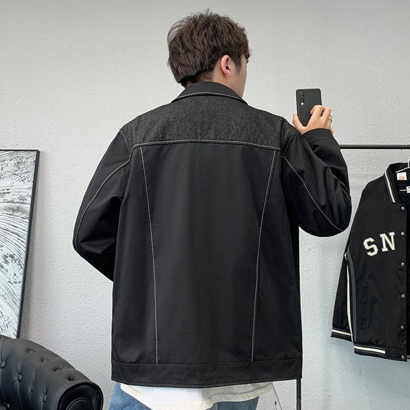 Men's New Spring and Autumn Korean Version of Retro Men's Splicing Youth Casual Jacket Men's Lapel Versatile Coat for Men