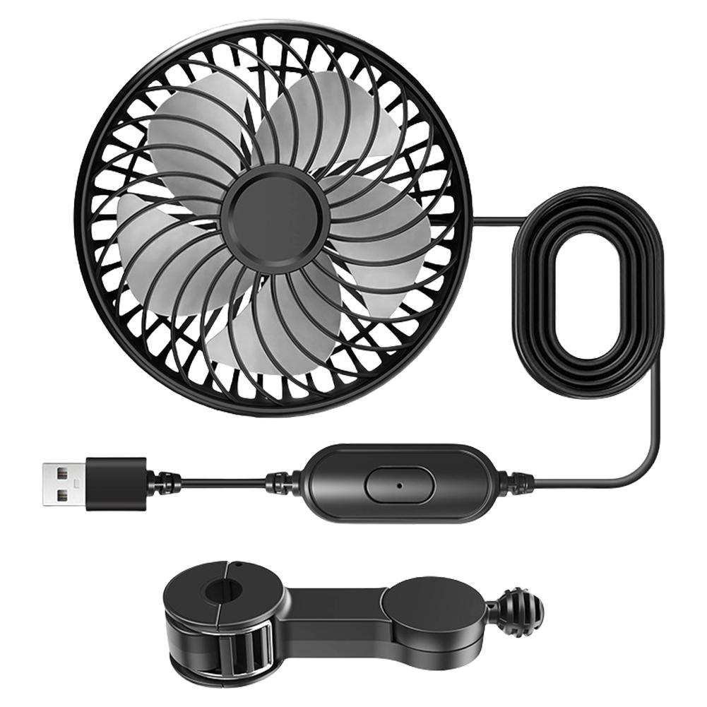 USB Powered Car Cooling Fan 360 Rotatable Car Seat Headrest Fan 3 Speeds Cooling Backseat Fan for Sedan SUV Truck Van Back Seat