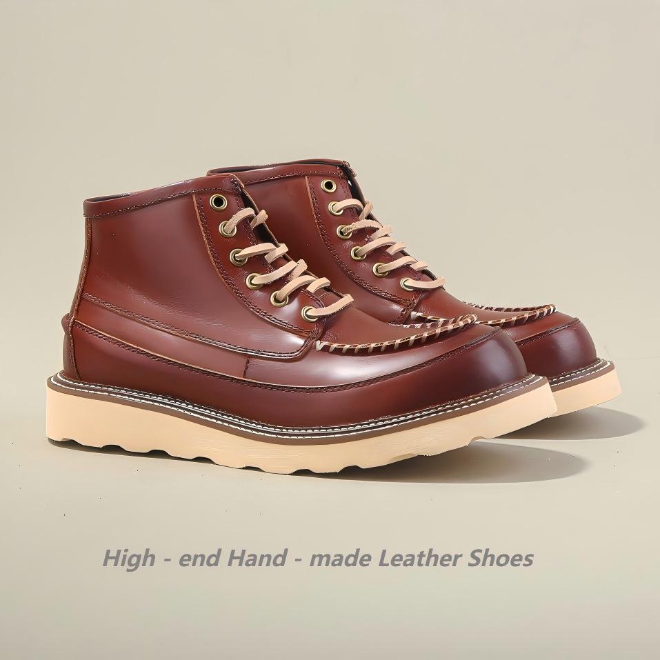 

875-22 Men s Genuine Leather Non-Slip Height-Increasing Martin Boots - Warm, Breathable, and High-Top for Work. 42 червоний/коричневий