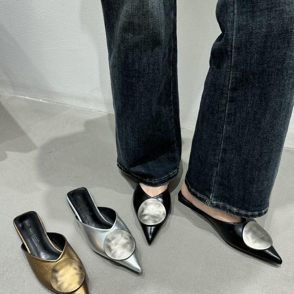 2025 Fashion New Low Heel Baotou Half Slippers Muller Shoes Versatile Fairy Wind Flat Bottom No Heel Outer Wear