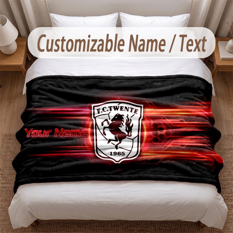 FC Twente Printed Flannel Blanket Custom Name Text Soft Warm Throw For Bedroom Holiday Gift