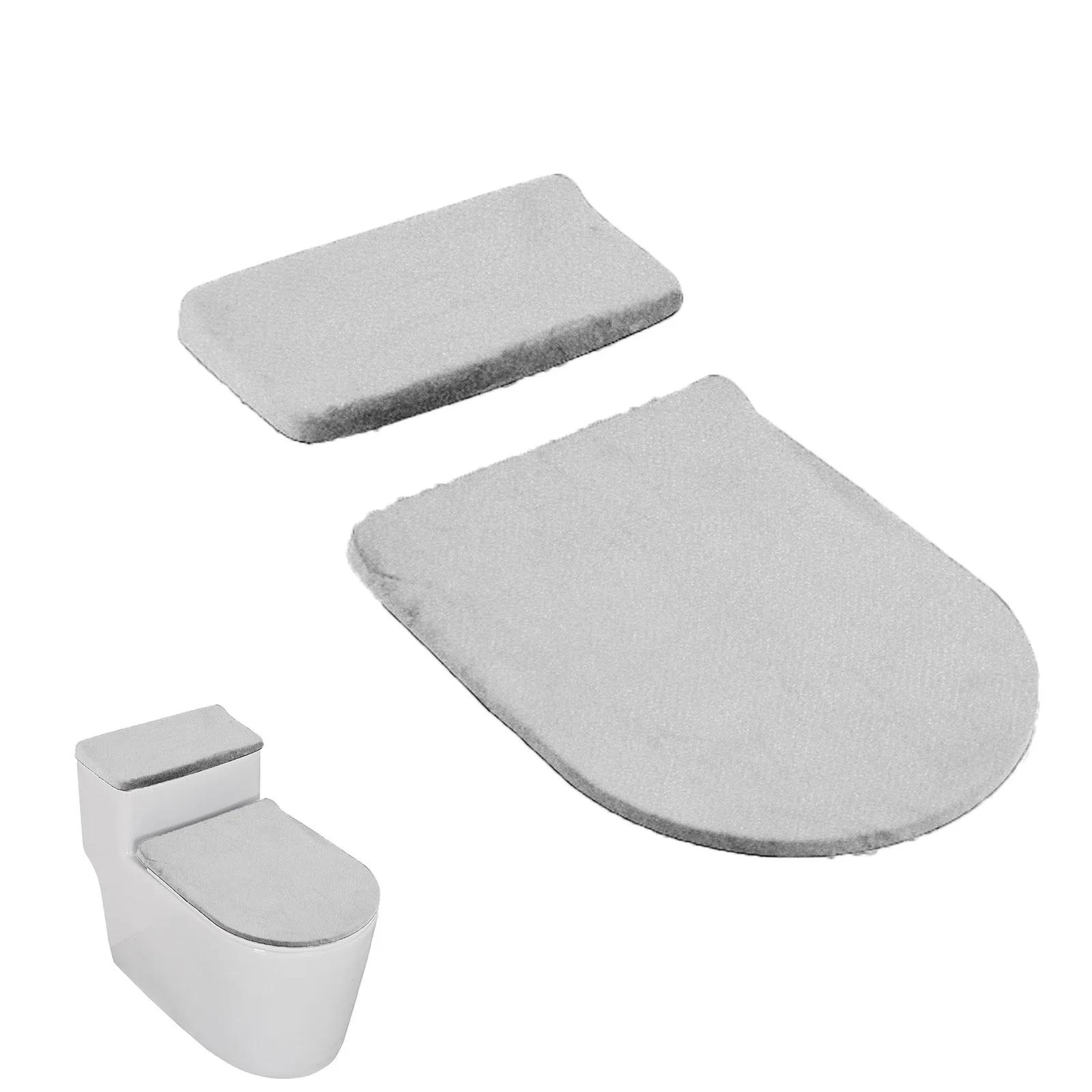 

Soft Toilet Seat Cover Stretch Toilet Lid and Tank Lid Mat Set Universal Wear Resistant Elastic Toilet Pad Bathroom Accessories сірий