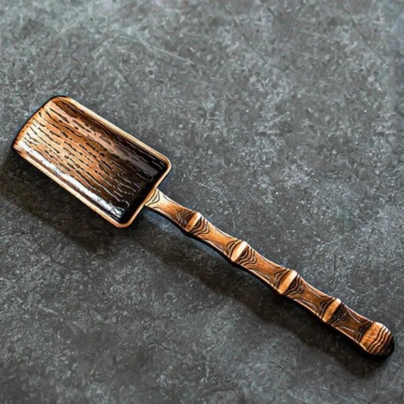 Slitinová čajová lžička Xiangyun s retro vzorem a rukojetí, různé styly čaje, čajová lžička, kung-fu čajová sada, příslušenství pro čajový obřad