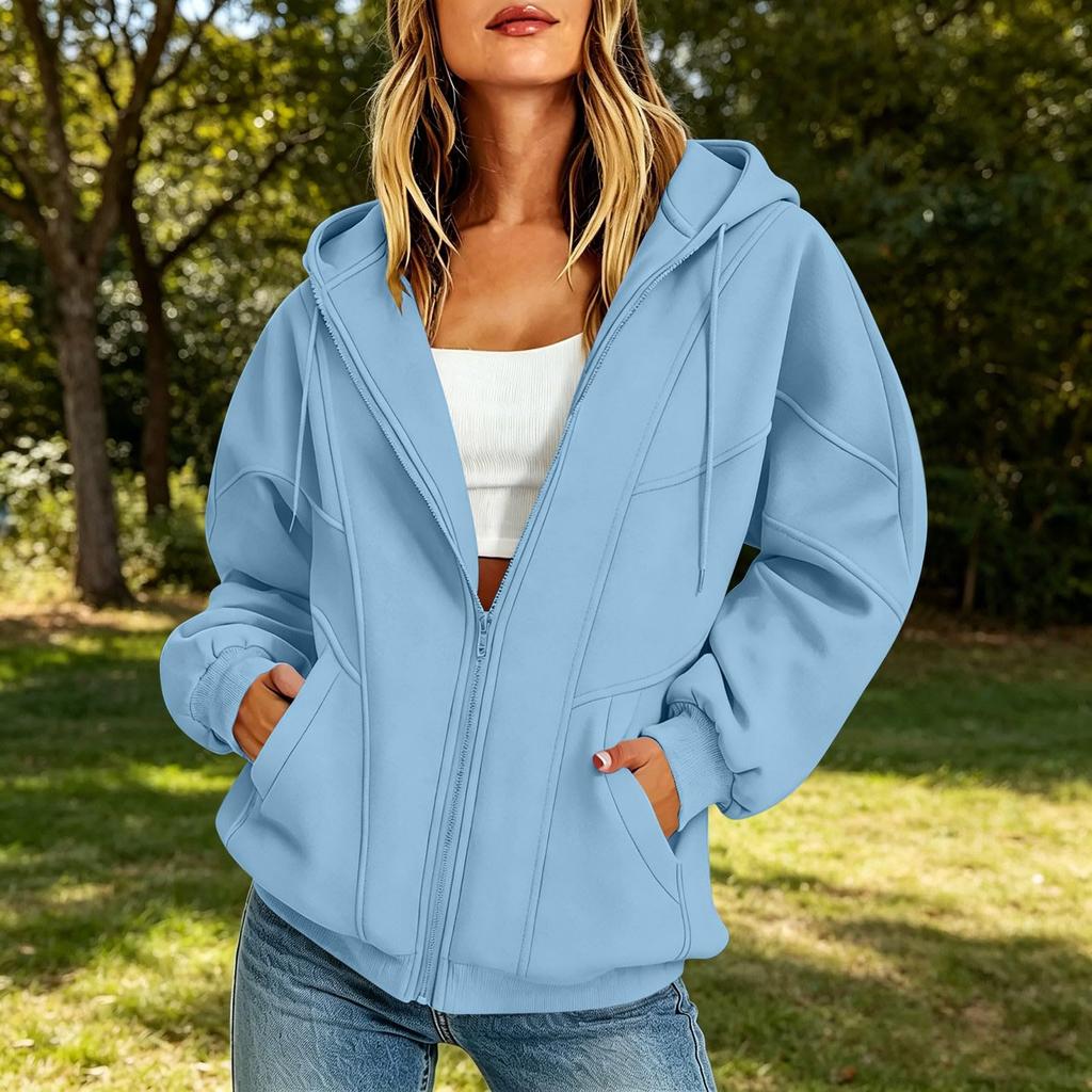 Women's Casual Zip Up Hoodie with Pockets for Everyday Wear