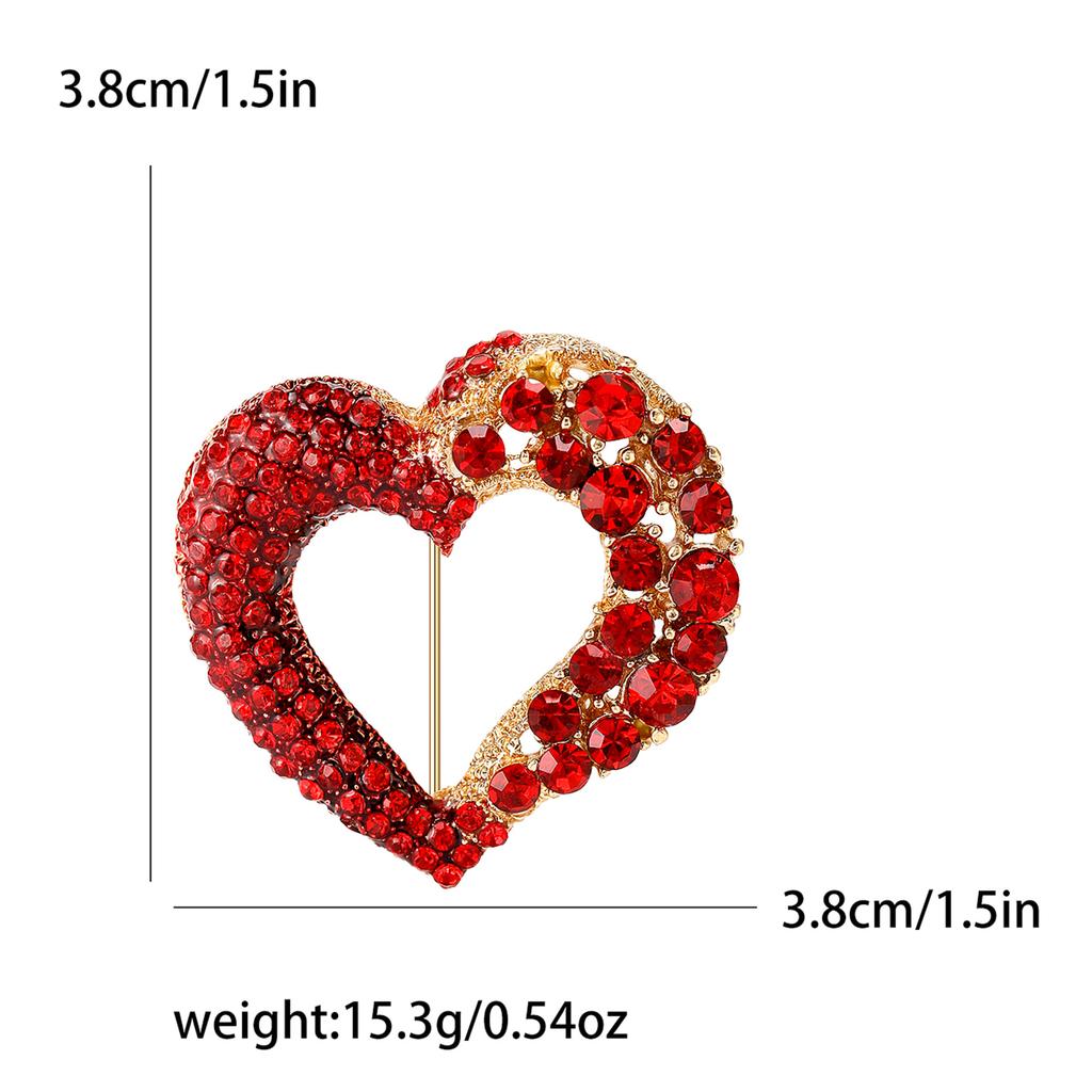 Broșă elegantă cu diamant gol pentru femei, cu pietre decorative în formă de inimă, la modă