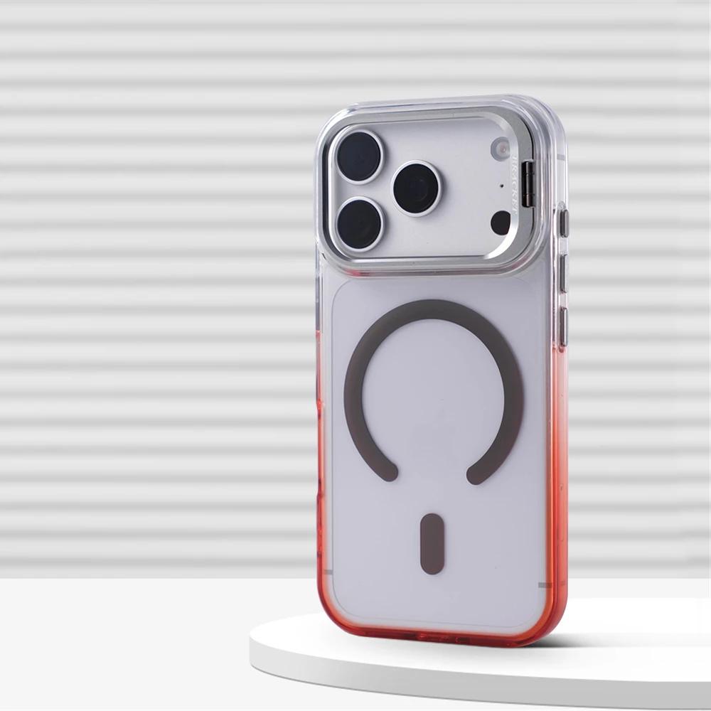 Gradient Color Transparent Magnetic Case For For Iphone 17 16 Pro Max 1 14 Plus 13 For  Lens Holder Shockproof Clear Cover
