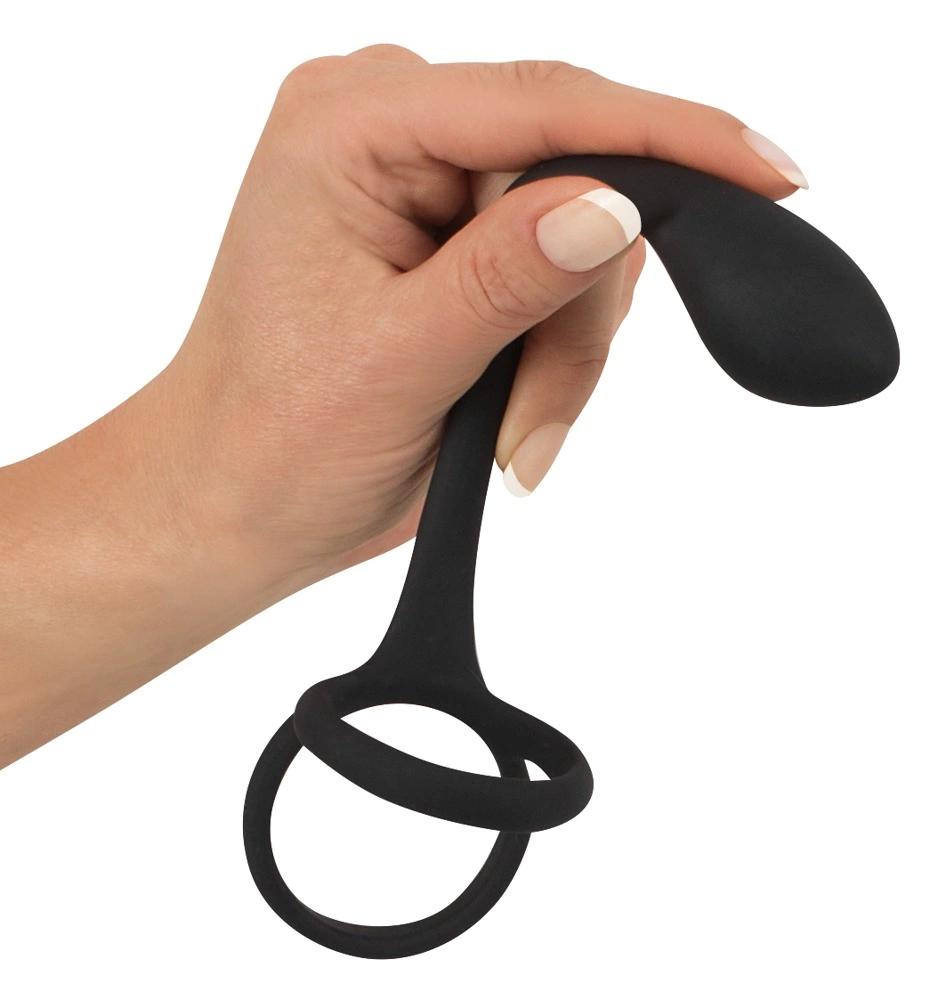 3in1 Penis Ring with Anal Plug - Black Velvets