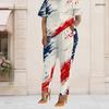 Women Plus Size Two Piece Set Short Sleeve Top Pocket Pants Star Stripe Patriotic Print Outfit