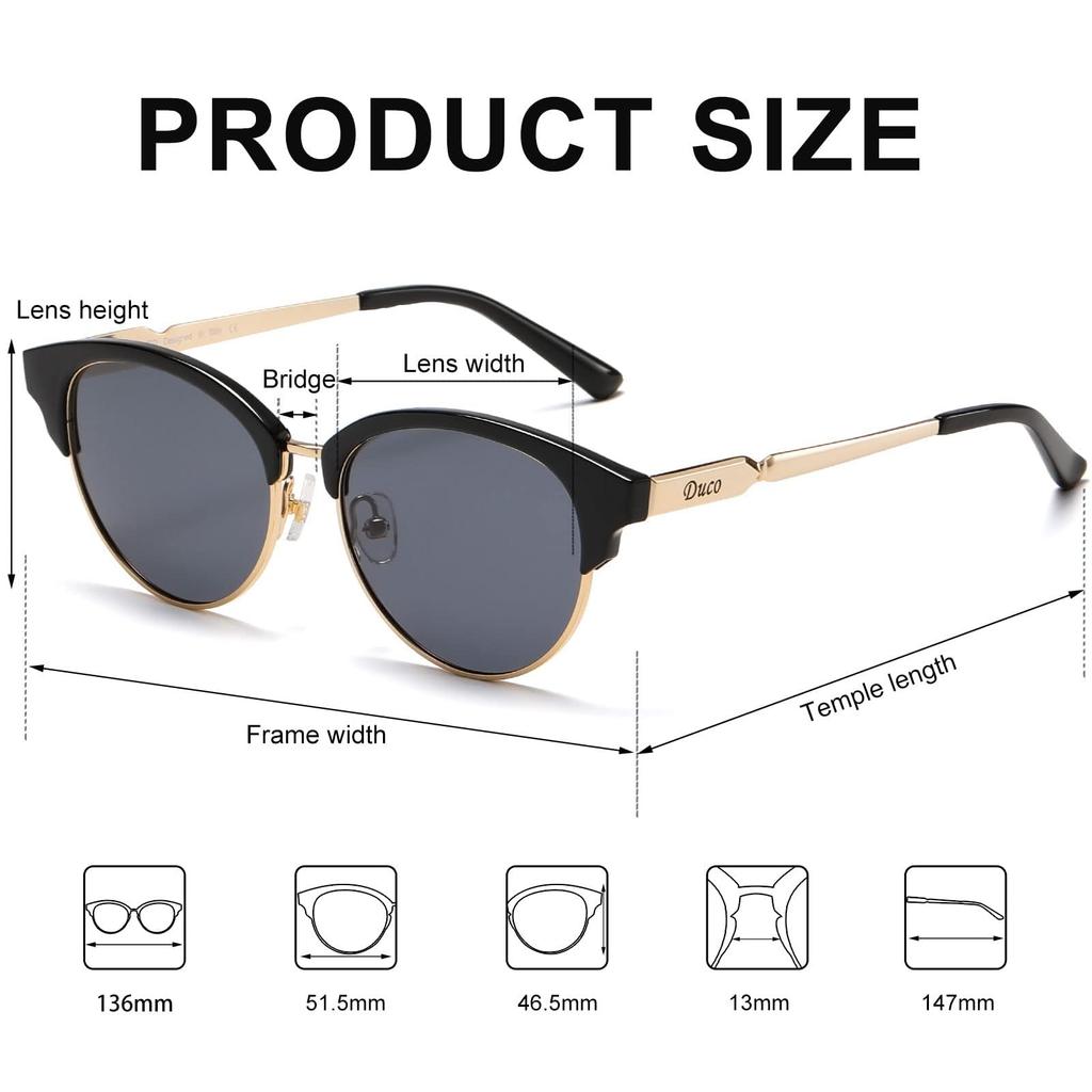 Polarisierte Sonnenbrille UV400 Für Kleines Brillenetui 1221 [DUCO] Damen Sonnenbrille, Gläser, Damen, Schutz, Fahren, Stilvoll, Gesicht, Inklusive, (Schwarz)
