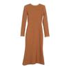 Elegant French Style Diamond Button Slimming Knitted Dress with Round Neck and Long Sleeves for Autumn/Winter
