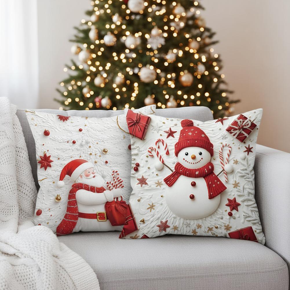 4pcs 2D Christmas Pillow Cover Christmas Snowy Village Pillowcases Santa Claus Elk Pillow Cover Navidad Natal New Year Gift 2026