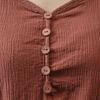 Buttons Decor False Two Pieces Baggy Dress Large Hem V-Neck Solid Color Long Sleeve Retro Dress Streetwear