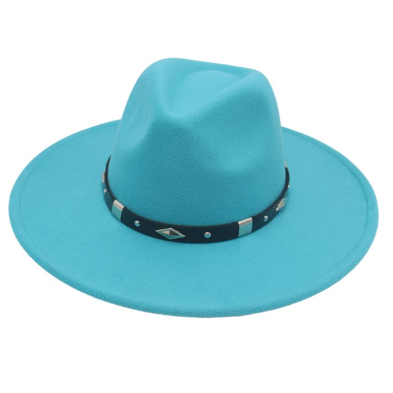 Big Brim Rhombus Metal Belt Accessories Jazz Hat Men'S And Women'S British Style Top Hat