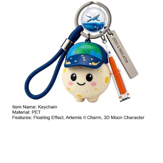 Yousheng Keychain Space Rocket Floating Artemis Pendant with 3D Moon Character Lightweight Keychain Backpack