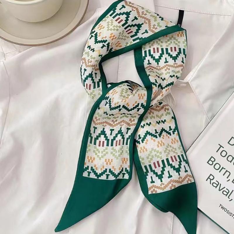 Luxary Brand Design Flower Print Silk Scarf for Women Fashion Hair Headband Foulard Lady Skinny Bag Scarves Neckerchief Tie