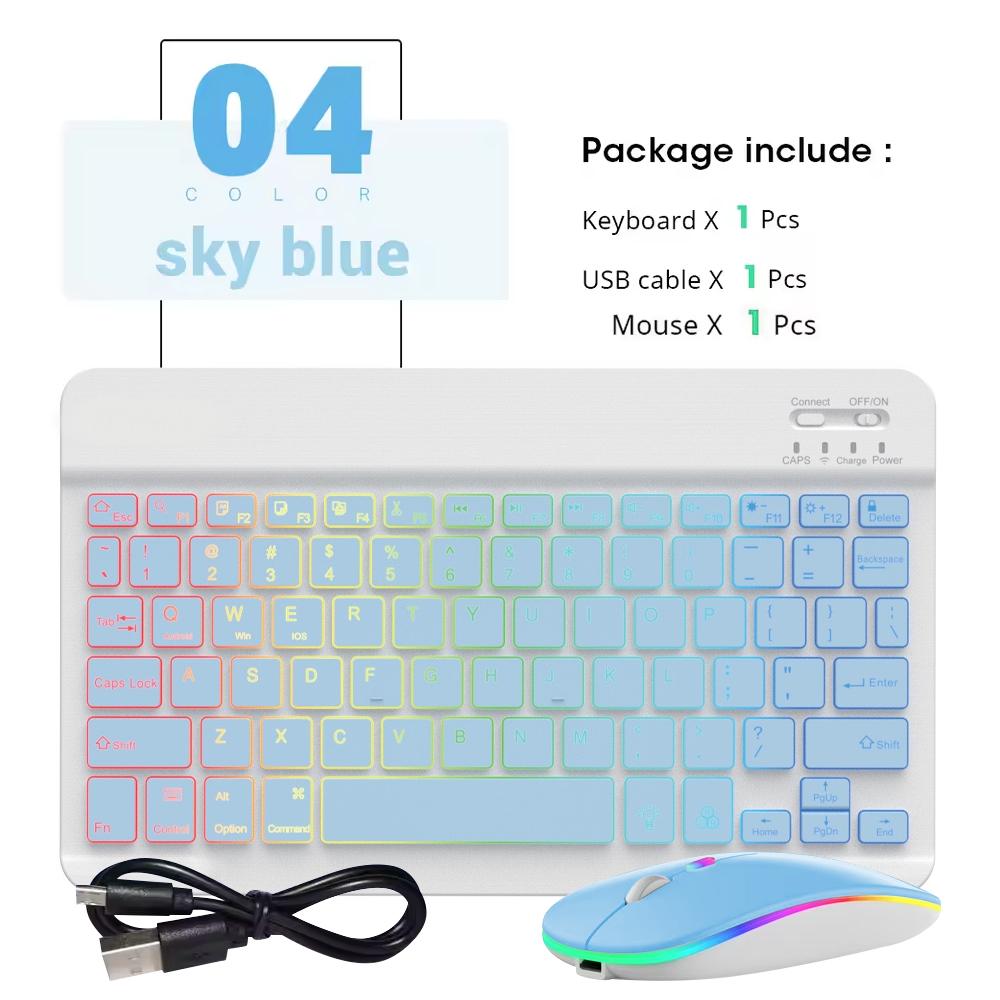 New Backlit Ultra-Thin Bluetooth Keyboard and Mouse For iPad Samsung Tablet Phone Wireless Keyboard Spanish / French