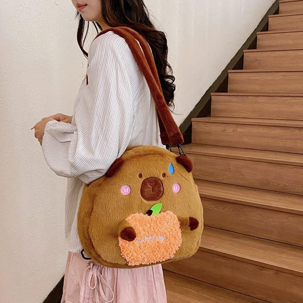 Soft Capyabra Backpack Plush Cartoon Doll Bag Storage Bag Capyabra Plush Bag  Students