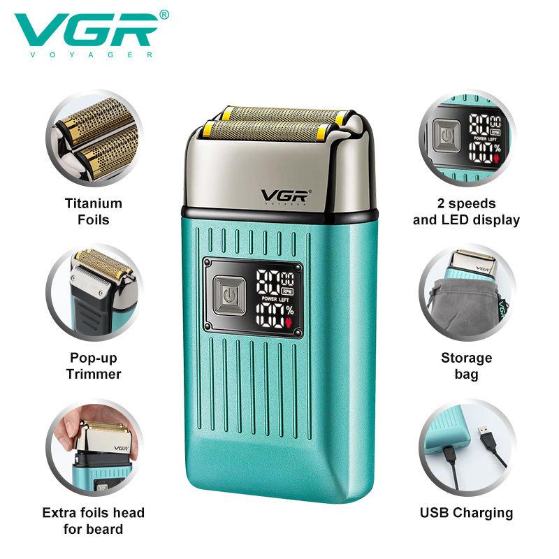 2026 VGR Men's Razor IPX6 Body Wash Professional Sideburn Trimming Intelligent Digital Display Multi-functional Shaving Sculpting Hair Trimmer V-357