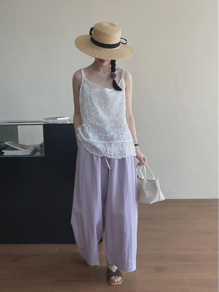 Sweet Lace Jacquard Suspenders Top for Women's Spring/Summer 2025 - YL201